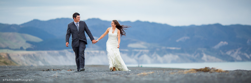 Wellington wedding photographer in Wairarapa on beach